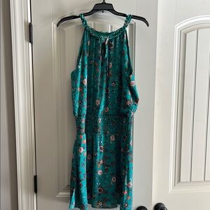 Floral Teal Halter Dress